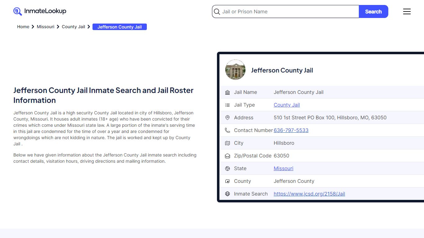 Jefferson County Jail Inmate Search and Jail Roster Information